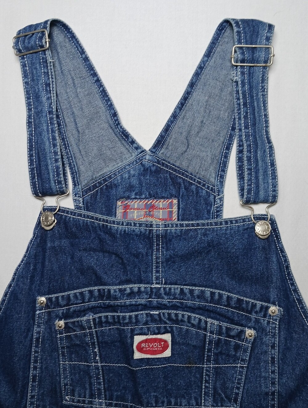 Vintage Revolt Clothing Womens Denim Bib Overalls 18 Dark Blue 40X32 Carpenter - Picture 2 of 11